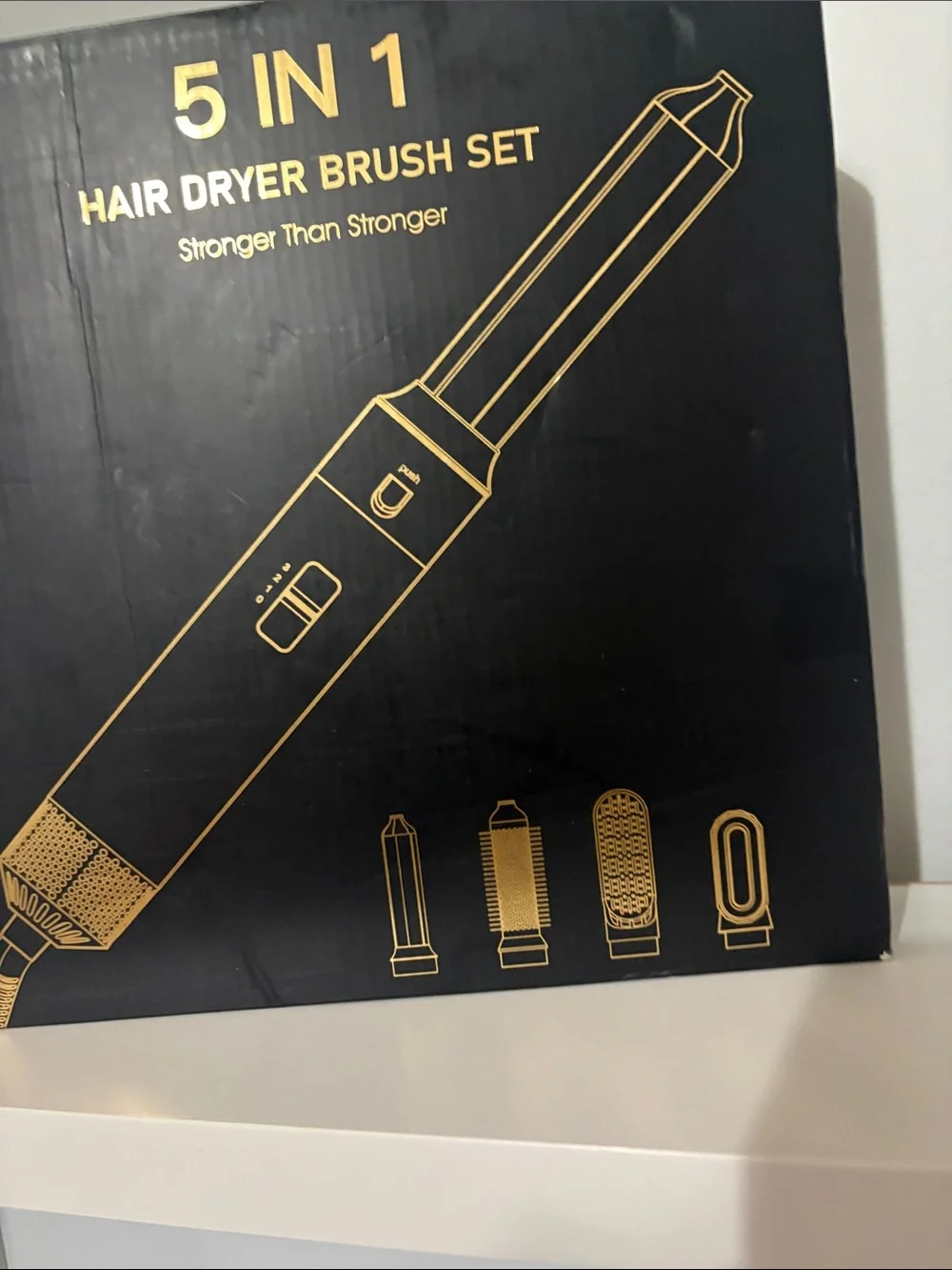 5 in 1 Hair Dryer Brush Set - Black and Gold
